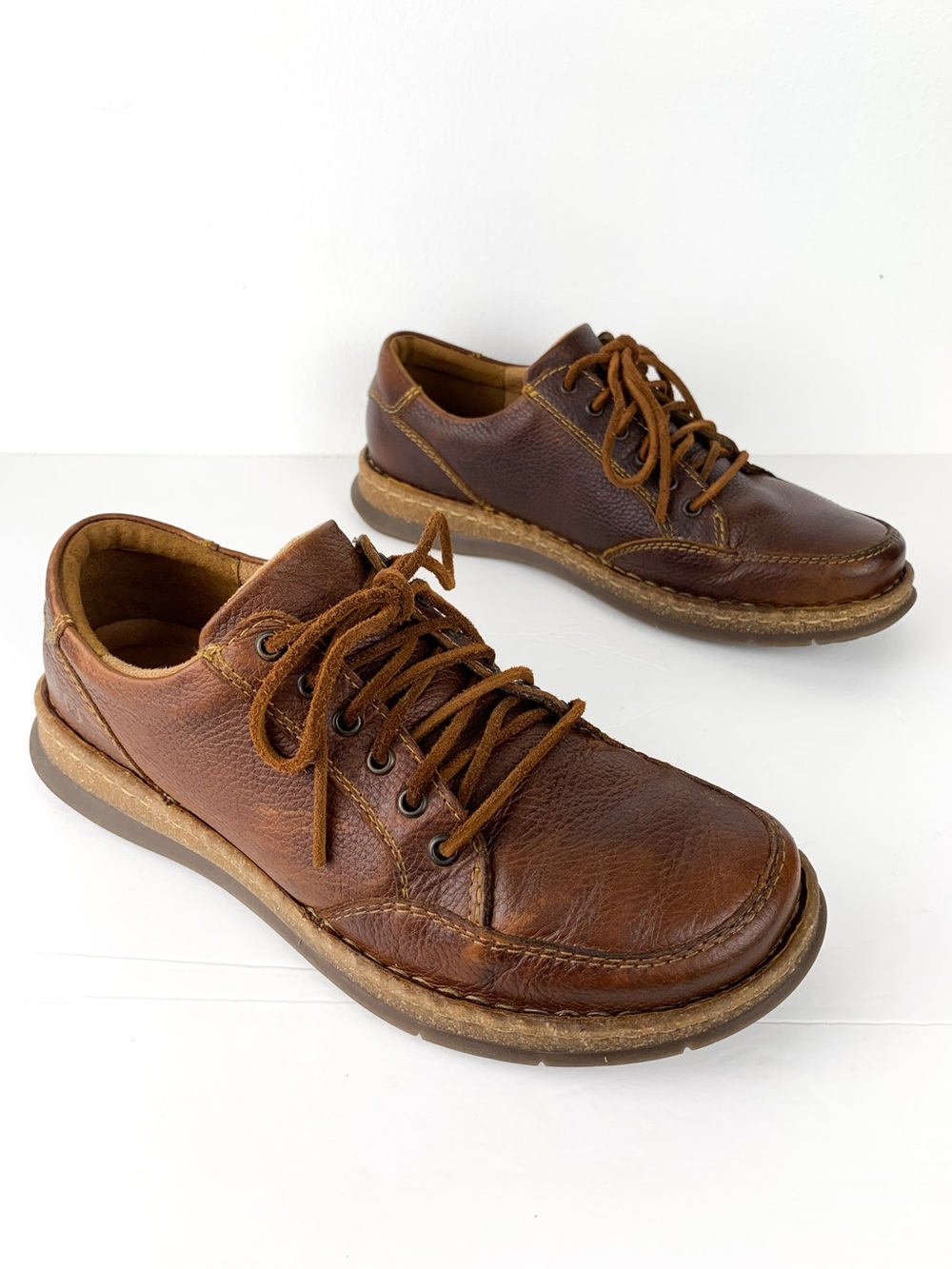 Born Bronson leather lace-up shoes Saddle Tan full grain distressed leather, 11